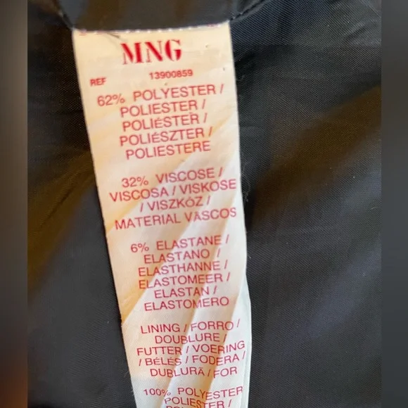 Mango | Structured Wool Suit Jacket | Grey | Size 6 | Blazer | Inner lining - Picture 8 of 9